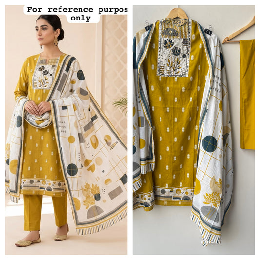 Cotton weaving unstitched ladies suit Rc19019 (b)