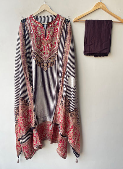 Exquisite Pure Silk Printed Unstitched Designer 3 Pcs Suit Set