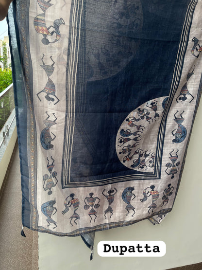 Mul chanderi printed ladies unstitched suit Rc19193