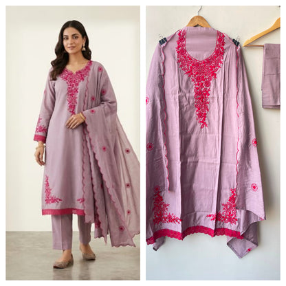 Mul Chanderi Unstitched Ladies Suit with Pearl Embroidery RC-19259 - Royal Chic by Priti