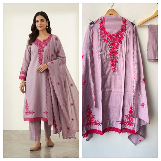 Mul Chanderi Unstitched Ladies Suit with Pearl Embroidery RC-19259 - Royal Chic by Priti