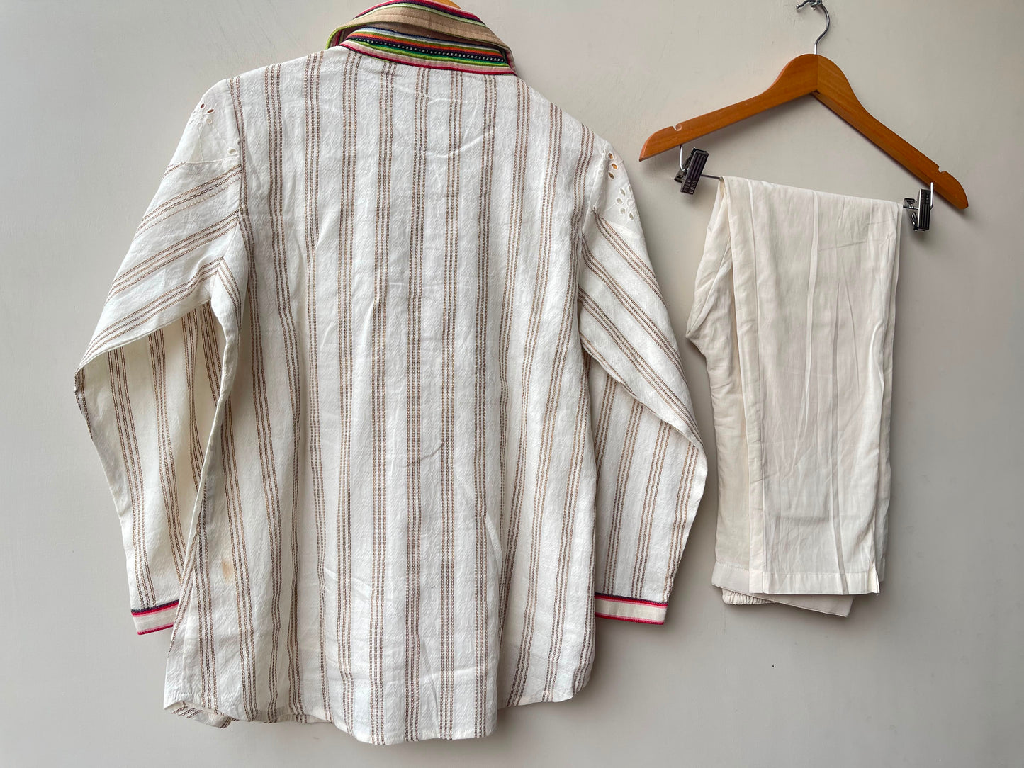 Self linen printed ladies stitched coord set Rc19155