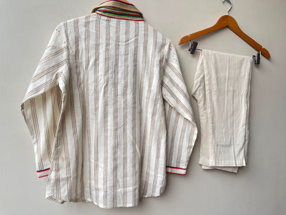 Self linen printed ladies stitched coord set Rc19155