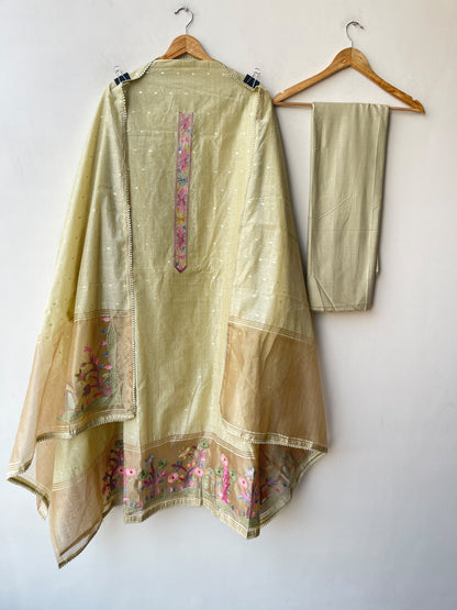 Banarasi Mul Chanderi Elegant Unstitched Suit Set