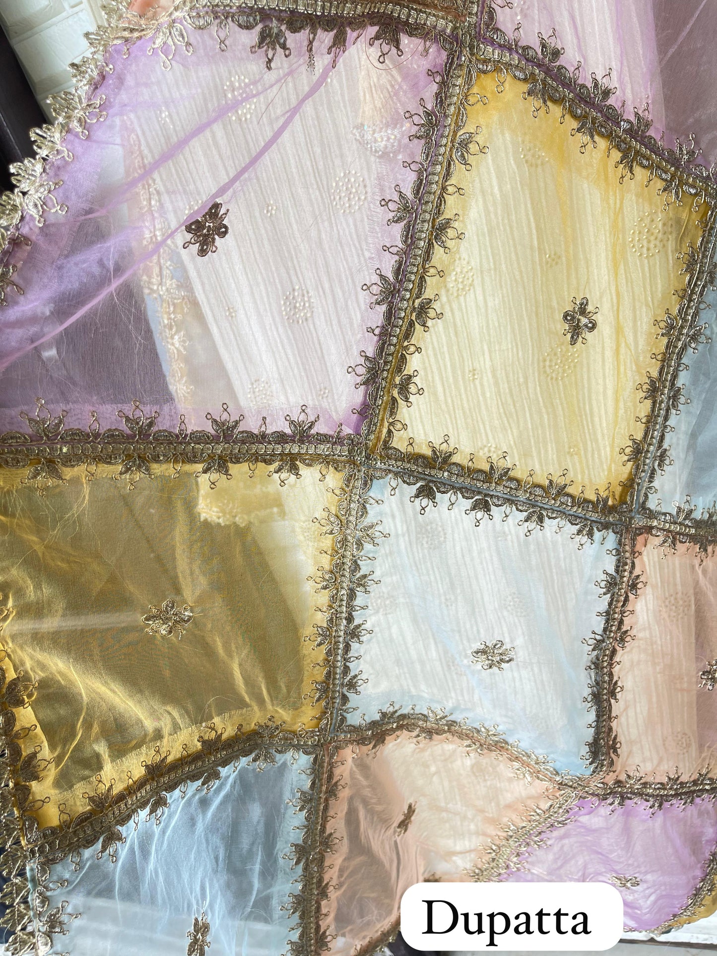 Crushed tissue silk unstitched ladies suit Rc17720