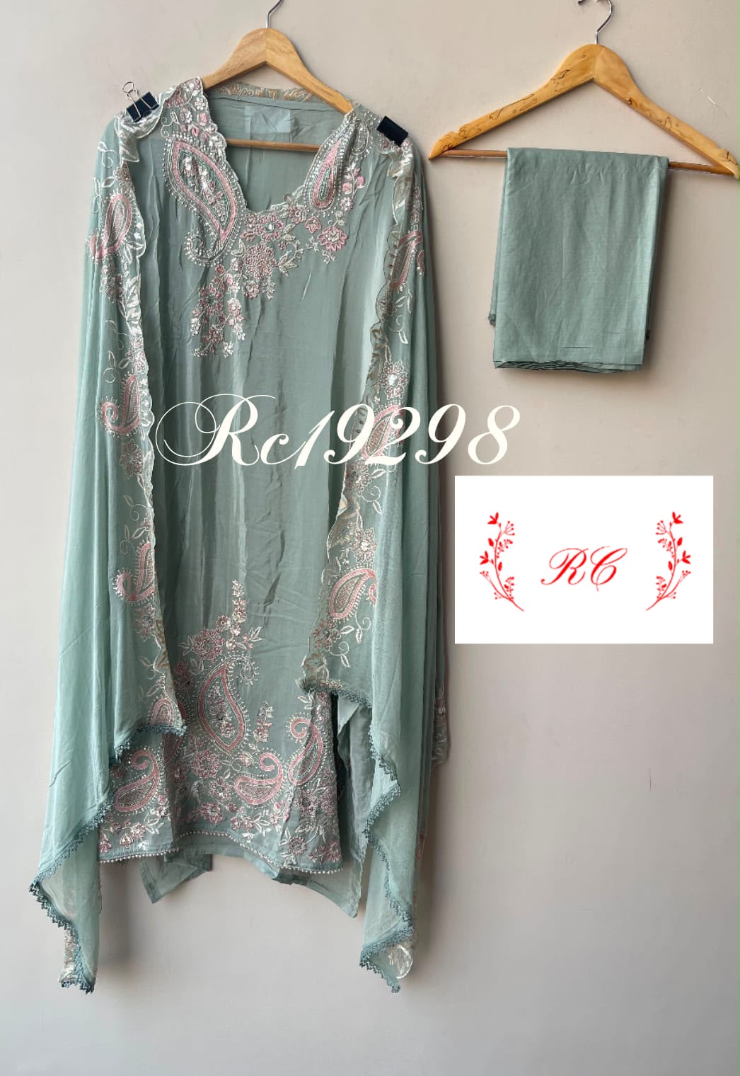 Satin crepe unstitched ladies suit Rc19298 (a)