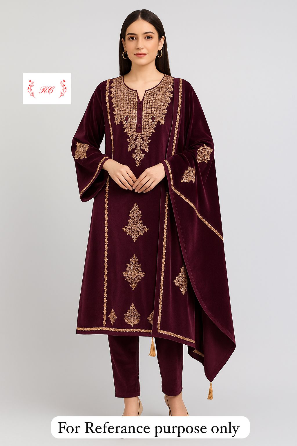 Readymade velvet ladies winter suit Rc18824