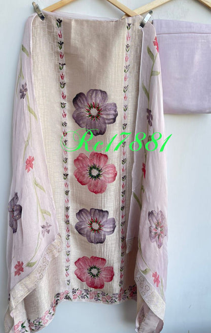 Self shimmer tassar silk unstitched ladies suit Rc17881  (a)