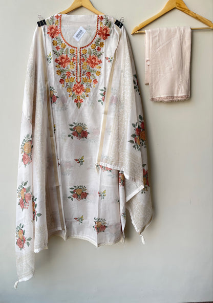 Mul chanderi printed ladies unstitched suit Rc18964