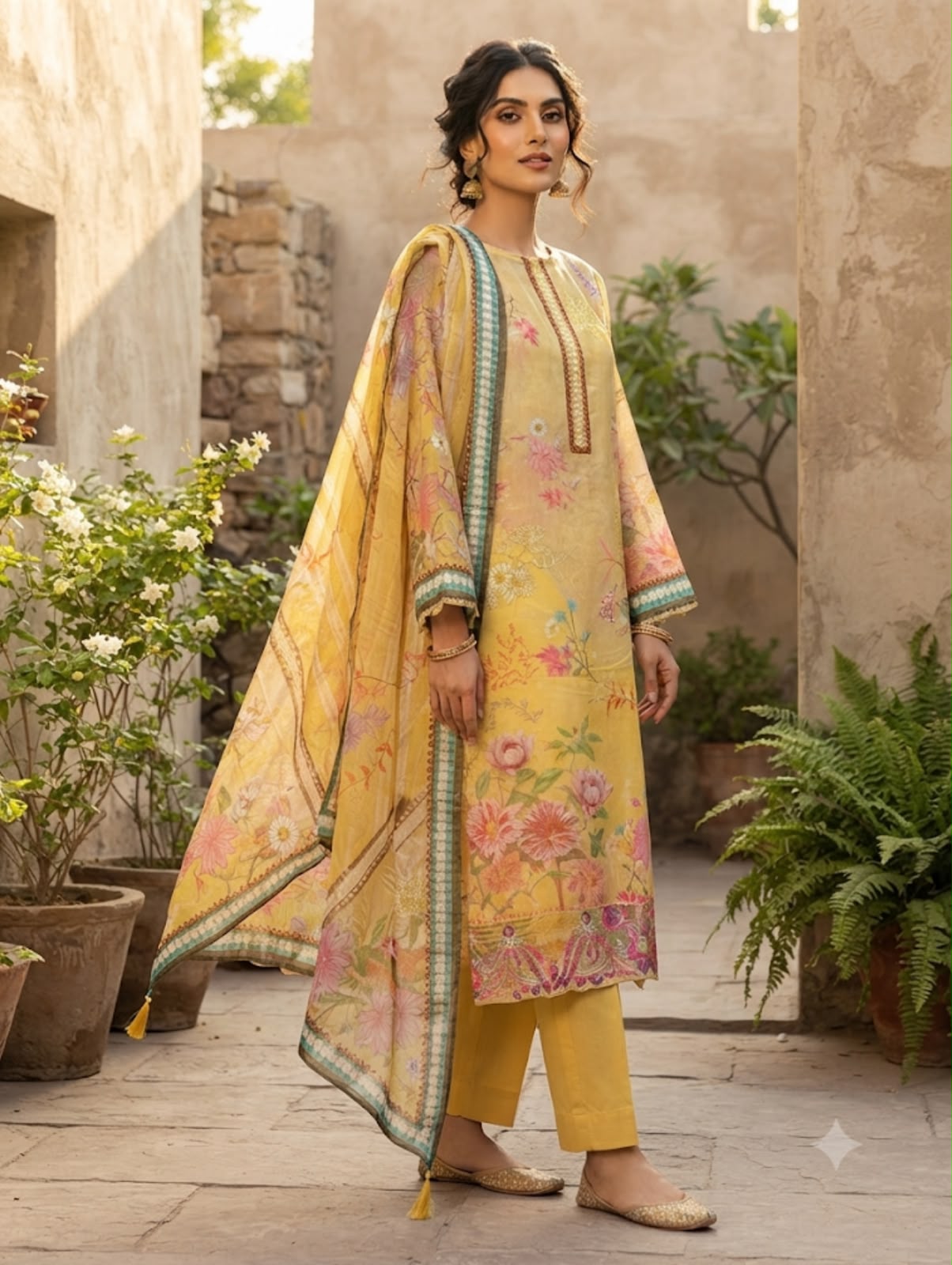 Organza printed unstitched ladies suit Rc19214