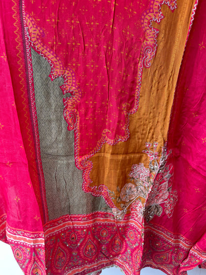 Crepe Satin Printed Unstitched Designer Suit Set