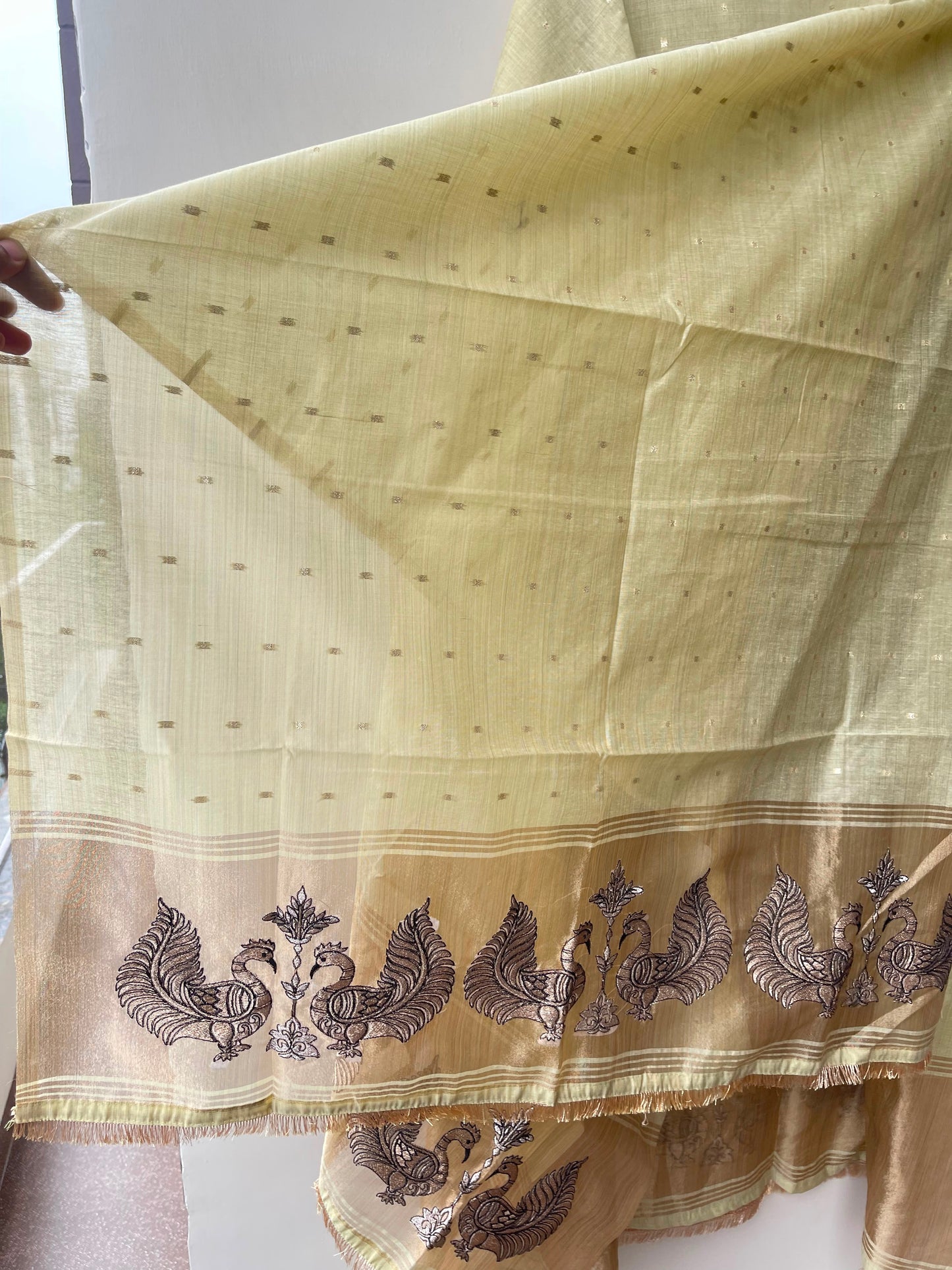 Self Banarasi mul chanderi unstitched ladies suit Rc19062