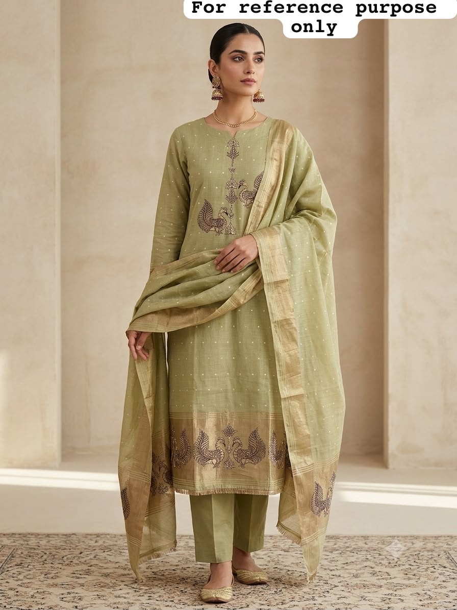Self Banarasi mul chanderi unstitched ladies suit Rc19062