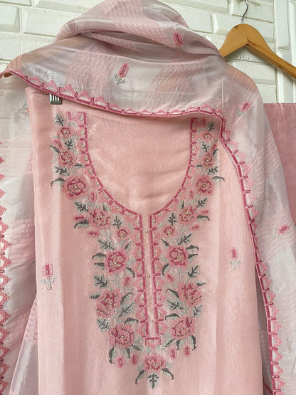Fine shimmer silk unstitched ladies suit Rc17676