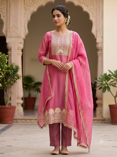 Shimmer crushed tissue unstitched ladies suit Rc19337