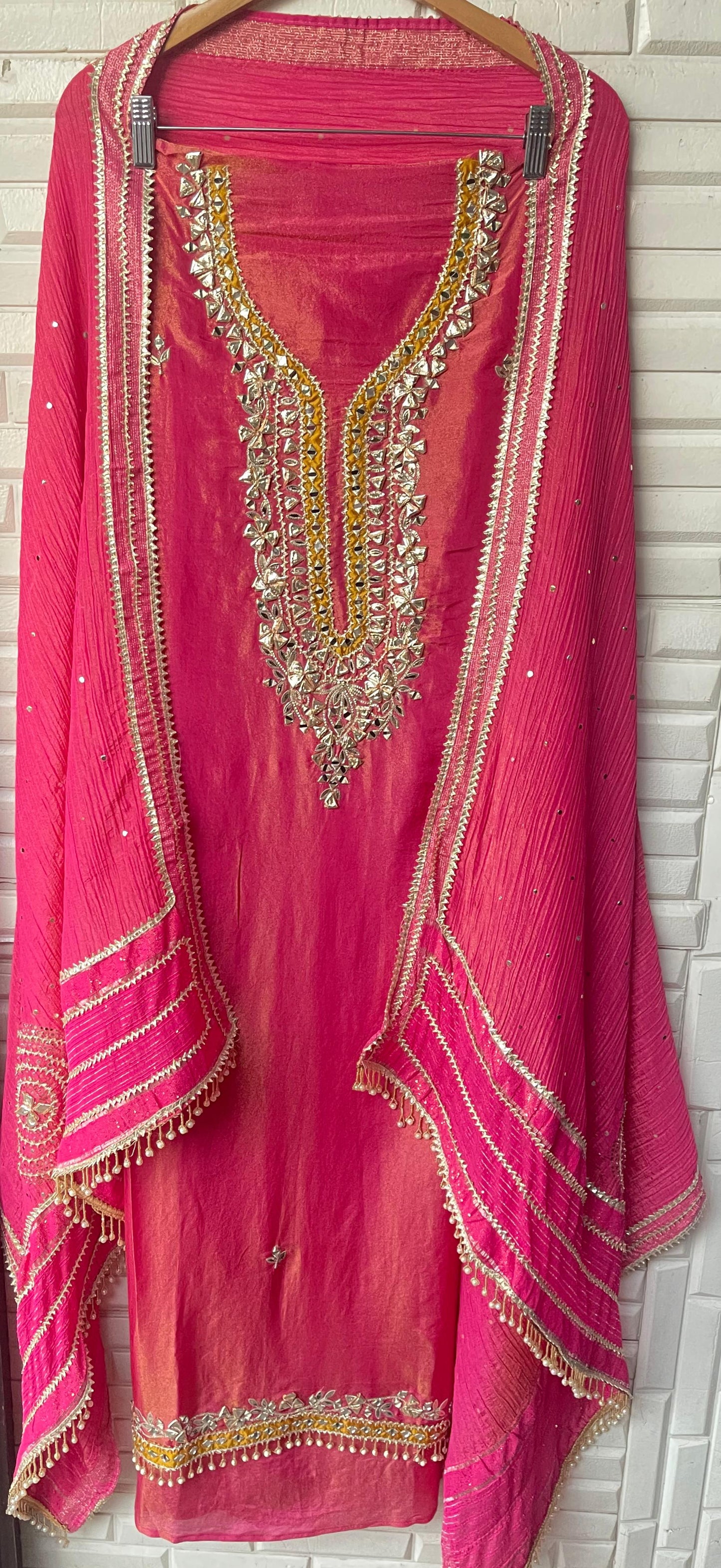 Shimmer silk unstitched ladies suit Rc17701