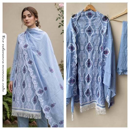 Mul chanderi printed ladies unstitched suit Rc18965