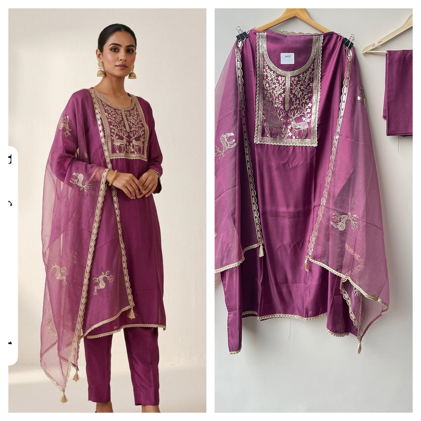 Satin silk unstitched ladies suit Rc18932