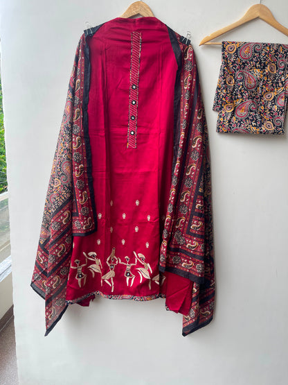 Worli art inspired cotton ladies unstitched suit Rc19082 (a)