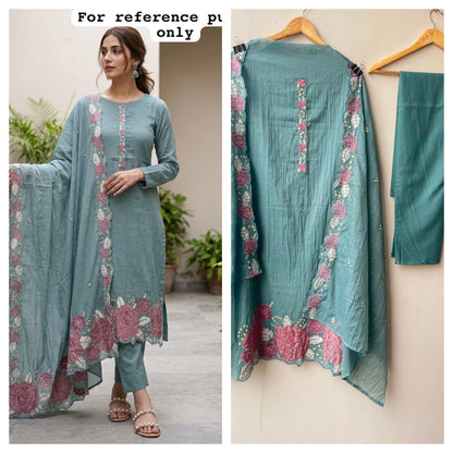Crushed mul cotton ladies unstitched suit Rc19198