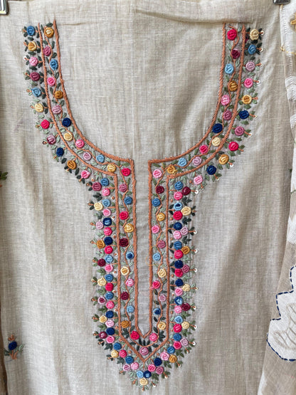 Linen fabric unstitched ladies suit Rc17813