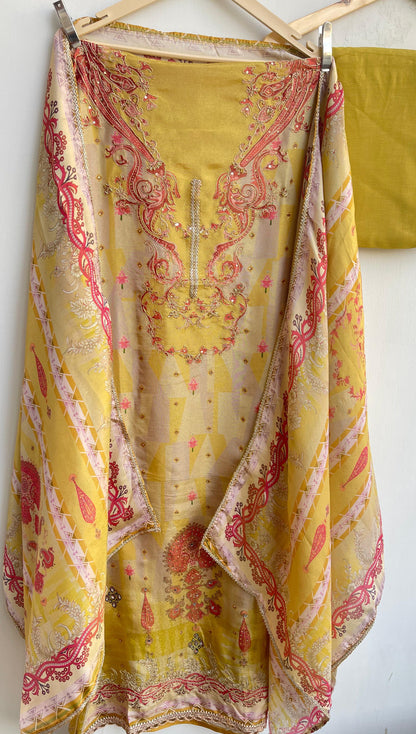 Shimmer silk unstitched ladies suit Rc17879 (b)