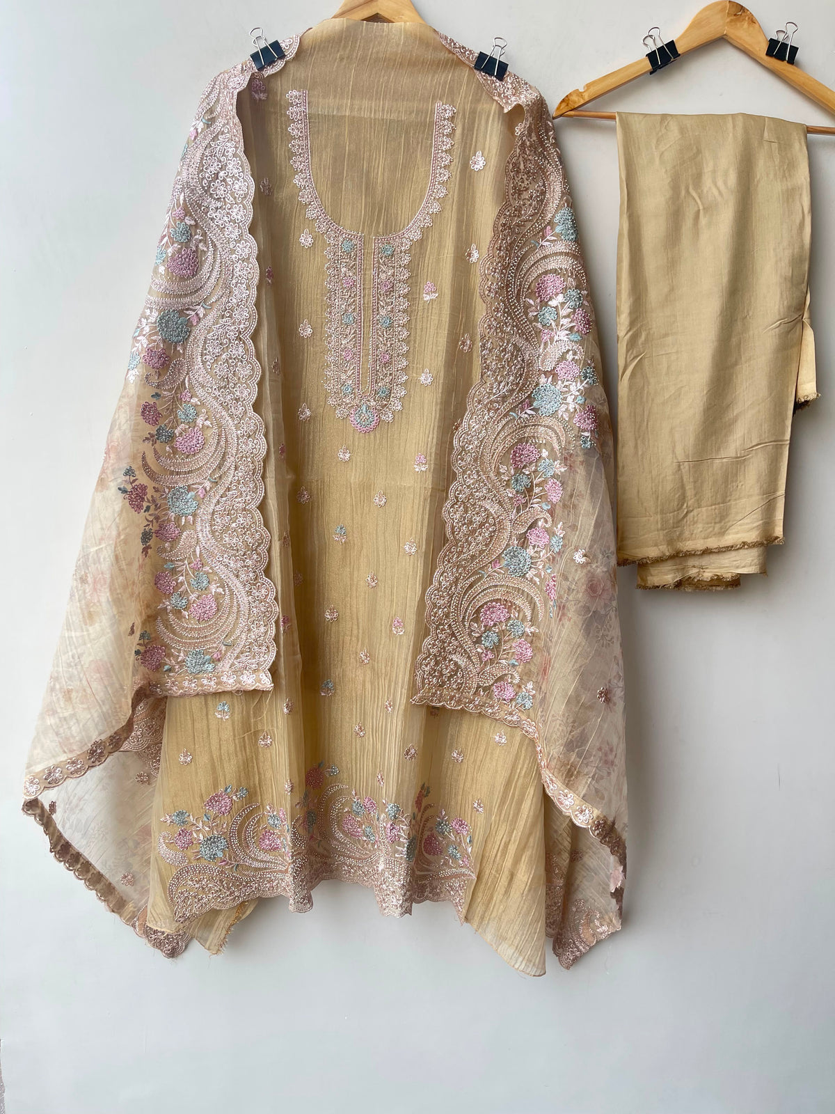Pure Crushed Shimmer Tissue Ladies Unstitched Suit with Zari Embroidery RC-19268(B) - Royal Chic by Priti (photo 5)