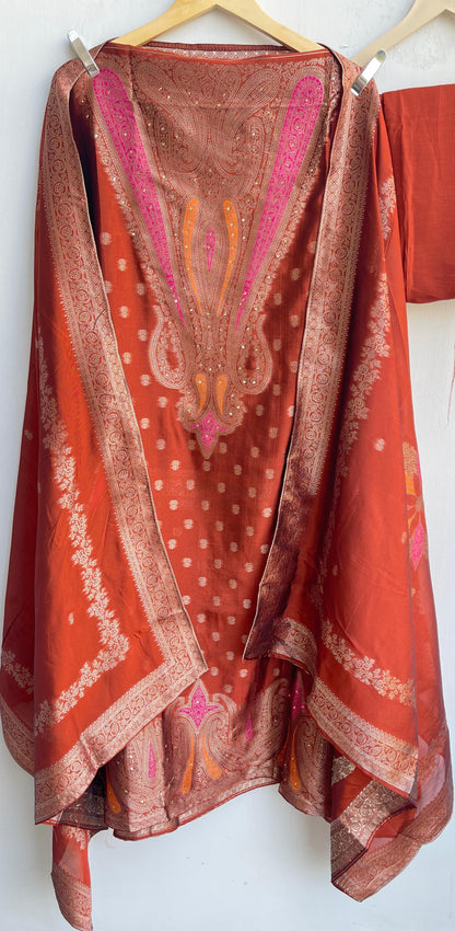 Banarasi silk fabric unstitched ladies suit Rc17878 (a)