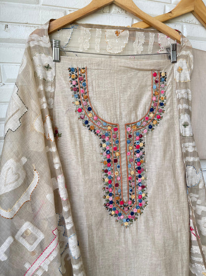 Linen fabric unstitched ladies suit Rc17813