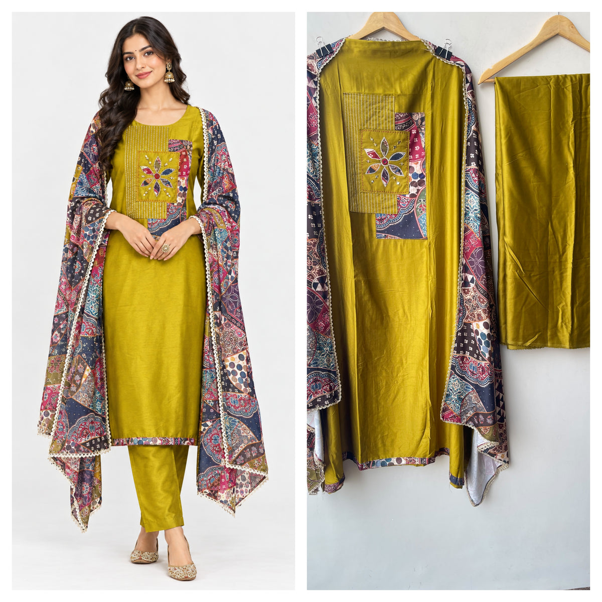 Exquisite Glaze Cotton Printed Fabric Unstitched Suit Set