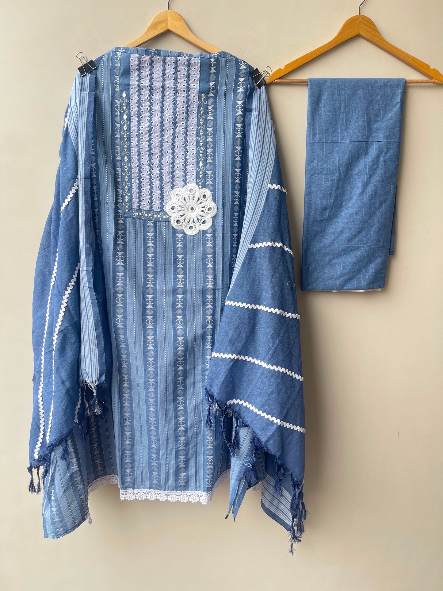 Self cotton weaving ladies  unstitched suit Rc19028