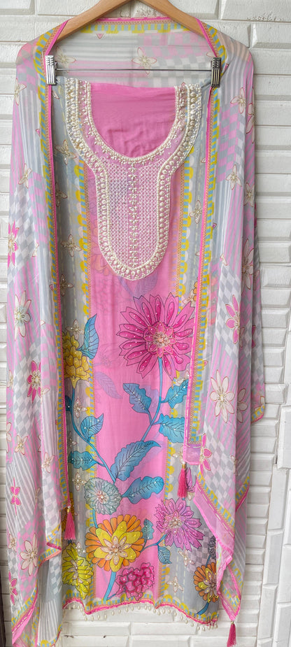 Organza unstitched ladies suit Rc17498