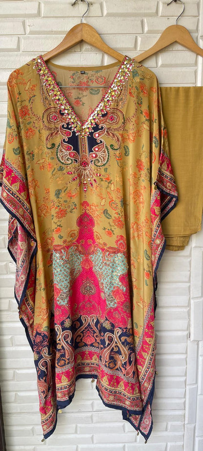 Crape Silk Ready to Wear Kaftan Set Rc 15522