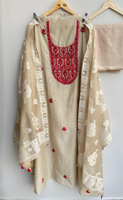 Self khadi mul chanderi unstitched ladies suit Rc17935