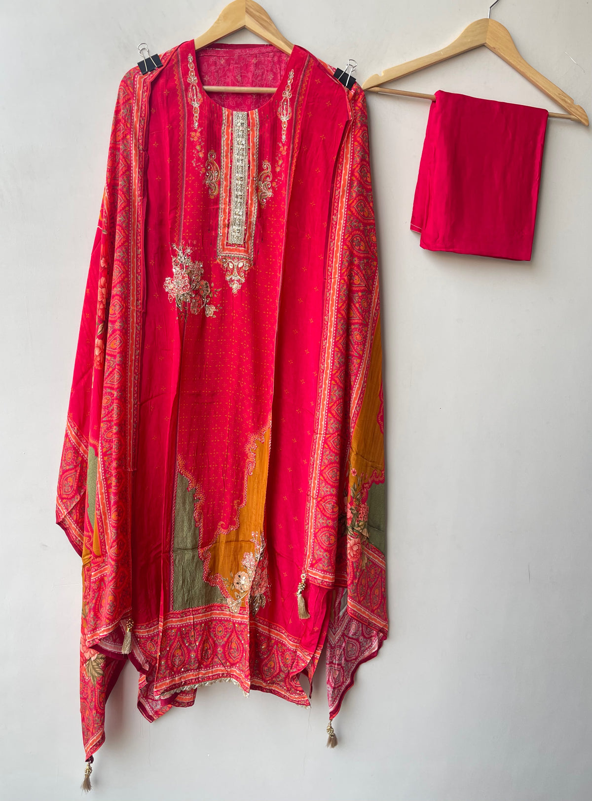 Crepe Satin Printed Unstitched Designer Suit Set