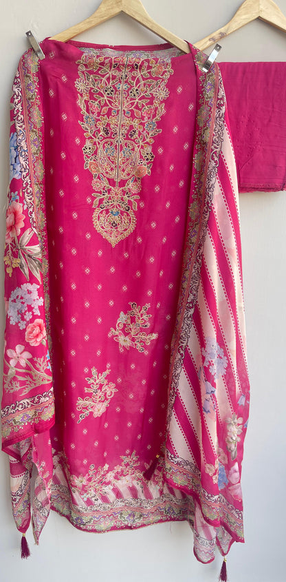 Organza unstitched ladies suit Rc17894