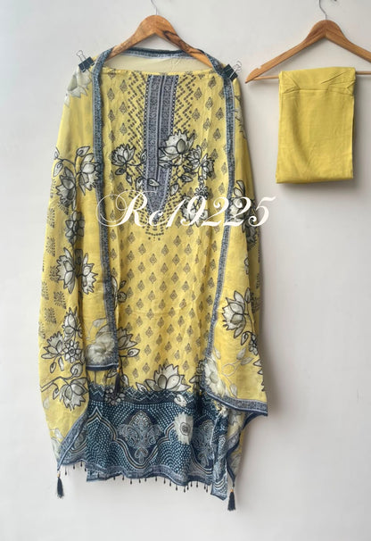 Organza printed unstitched ladies suit Rc19225