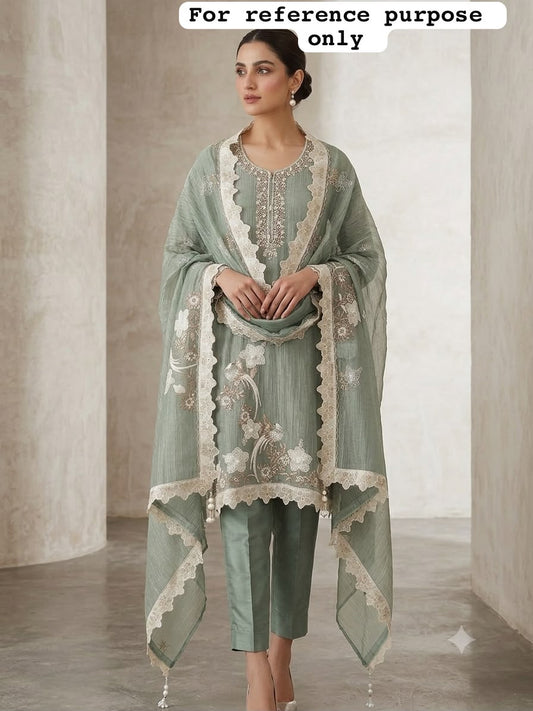 Pure Shimmer Tissue Ladies Unstitched Suit with Pearl Embroidery RC-19192(A) - Royal Chic by Priti (photo 2)
