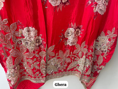 Premium Printed Satin Crepe Unstitched Designer 3 Pcs Suit Set