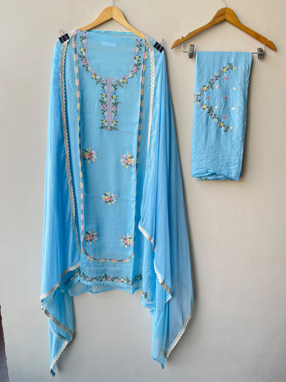 Premium Organza Embroidered Unstitched Suit Set