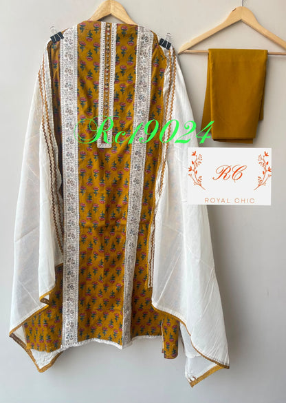 Cotton printed unstitched ladies suit Rc19024