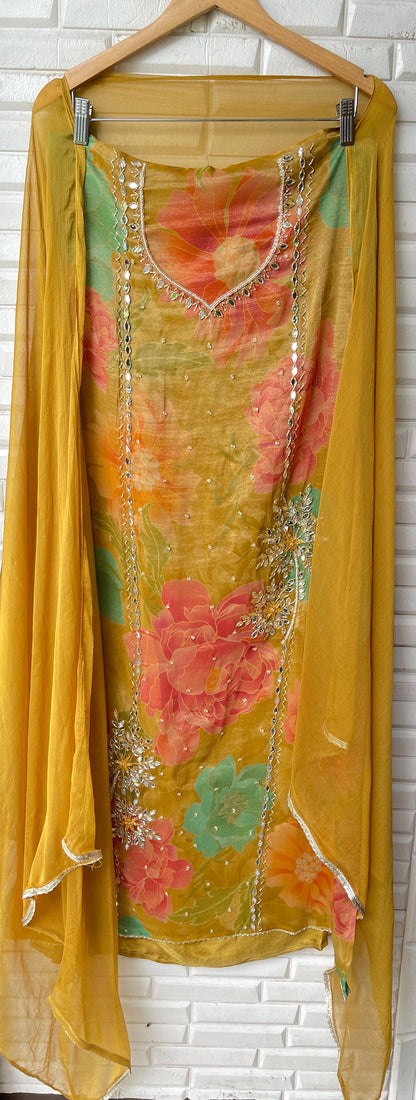 Organza unstitched ladies suit Rc17492