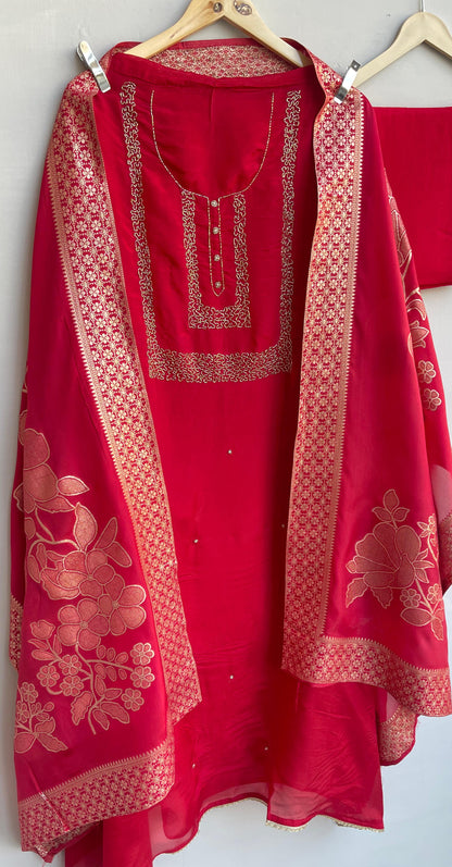 Silk organza unstitched ladies suit Rc17883 (b)