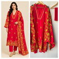 Elegant Unstitched Mul Chanderi 3 Pcs Suit Set