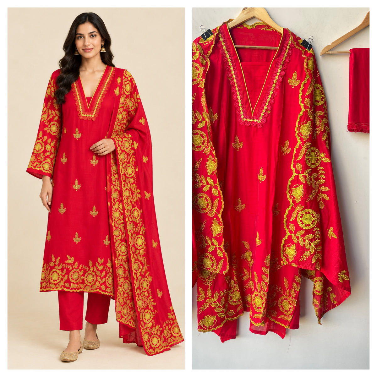 Elegant Unstitched Mul Chanderi 3 Pcs Suit Set