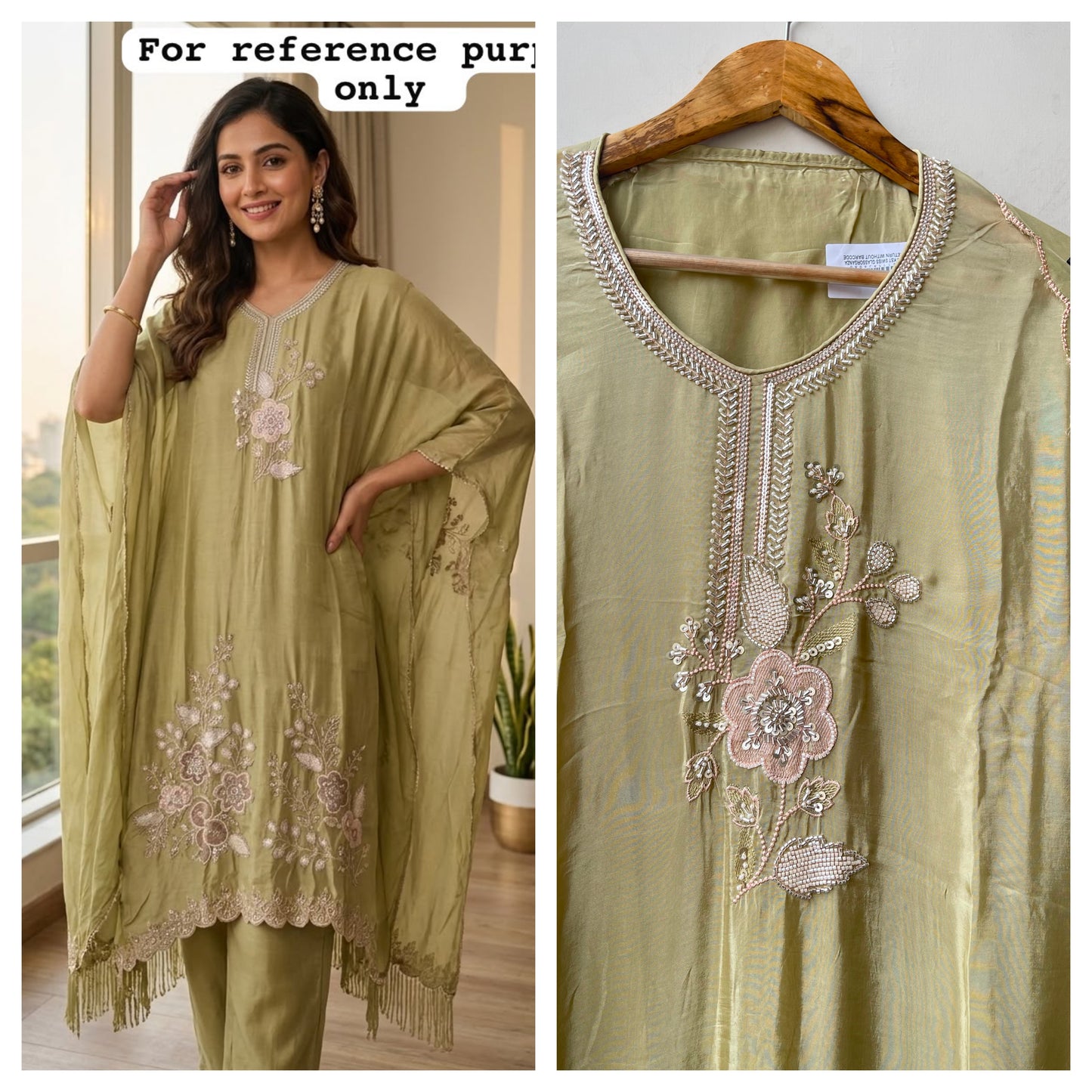 Crepe satin unstitched ladies suit Rc19060 (b)