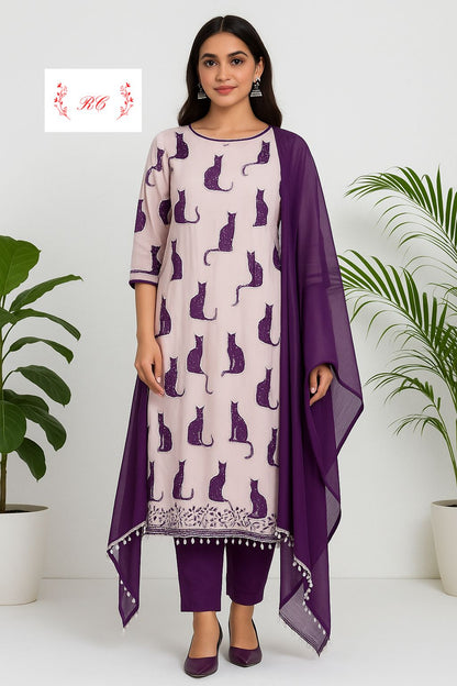 Organza crepe unstitched ladies suit Rc17481