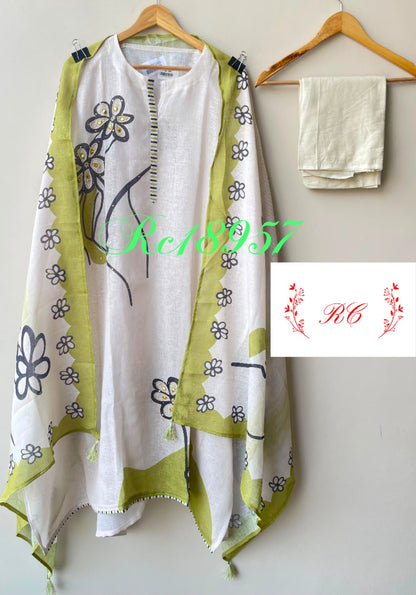 Linen printed unstitched ladies suit Rc18957