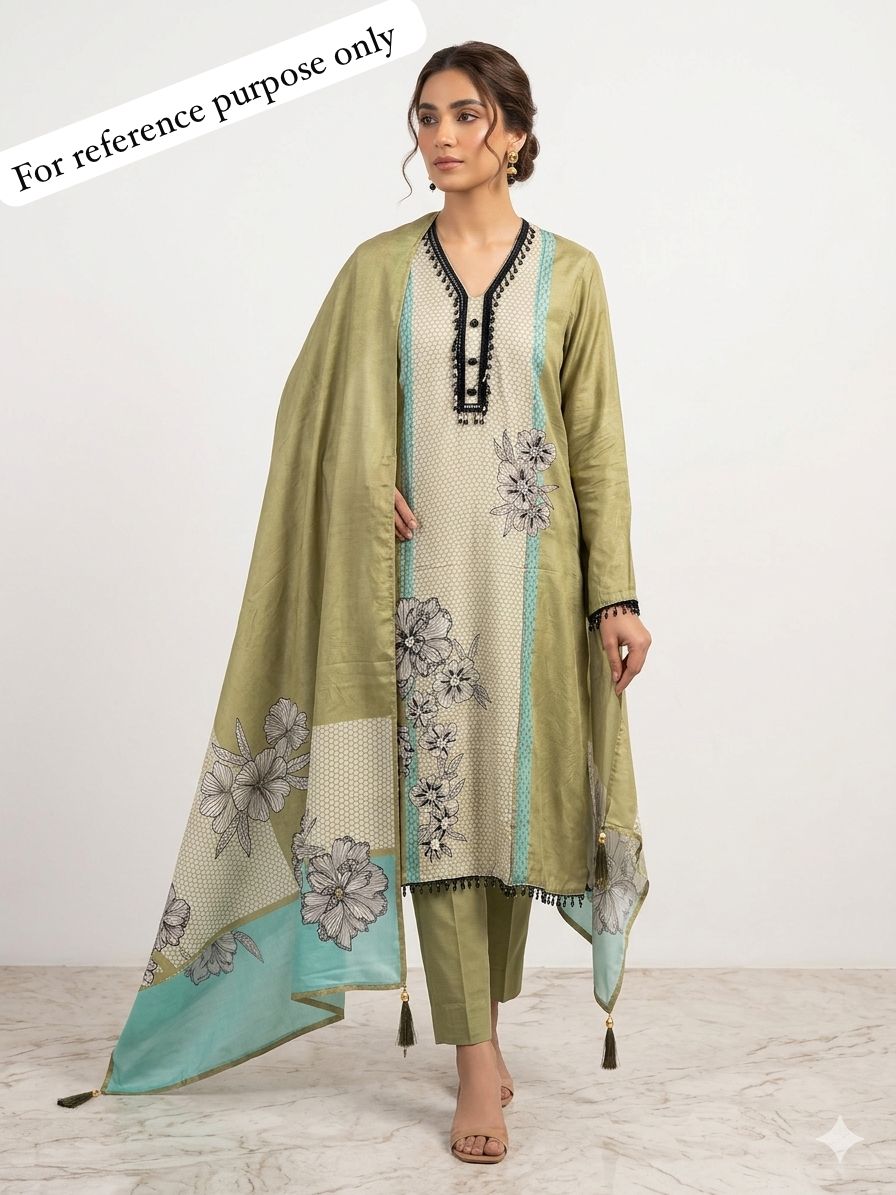 Satin Crepe Printed Ladies Unstitched Suit RC-18765 – view 2