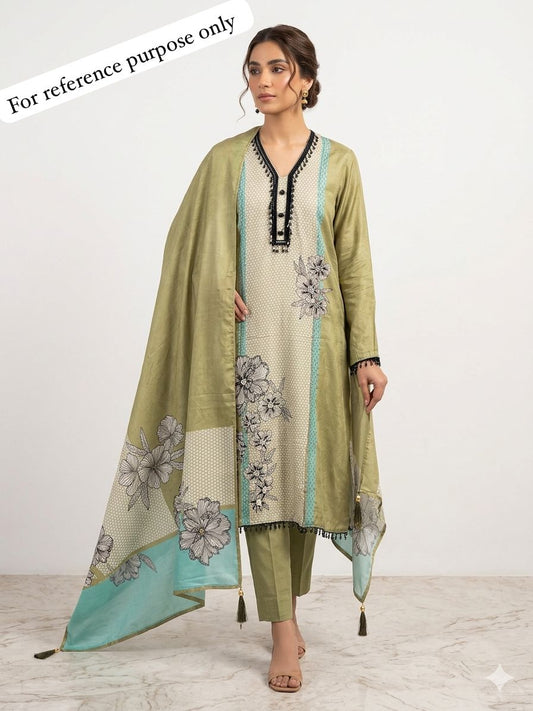 Satin Crepe Printed Ladies Unstitched Suit RC-18765 – view 2
